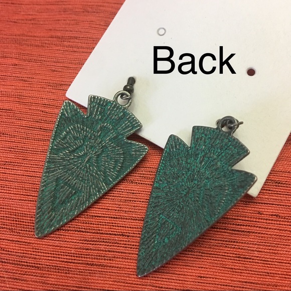 Indian Style Turquoise Arrowhead Tribal Earrings - Picture 5 of 6